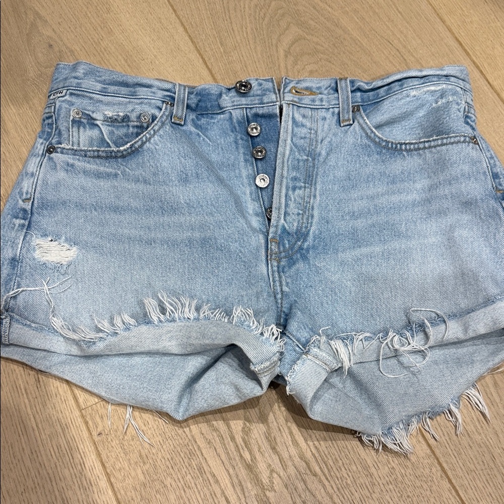Citizens Of Humanity Frayed Light Blue Jean Shorts